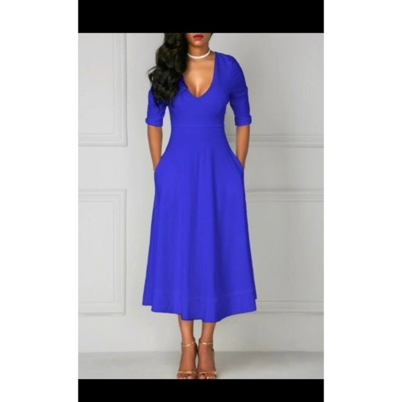 Rosewe | Dresses | Maxi Royal Blue Dress With Pockets Size Medium Material  Is Soft And Stretchy | Poshmark